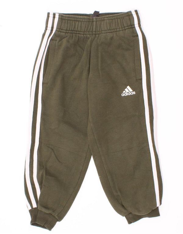 Adidas - Pantalón de chándal para niño, color caqui, algodón, 3-4 años