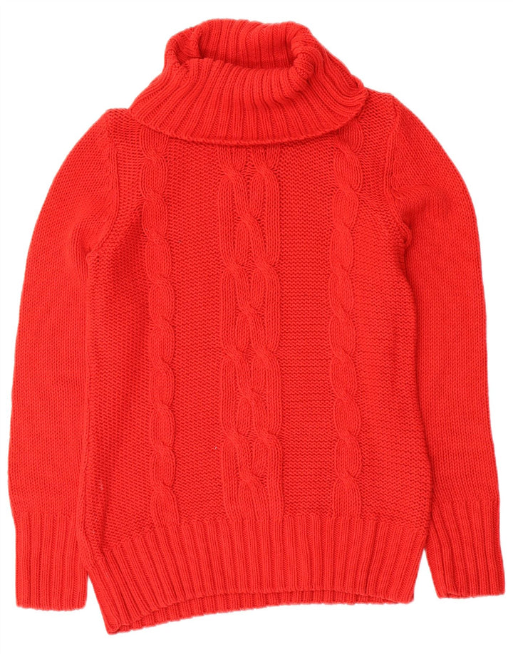 Vintage mujer rollo cuello jersey suéter Reino Unido 12 lana roja mediana