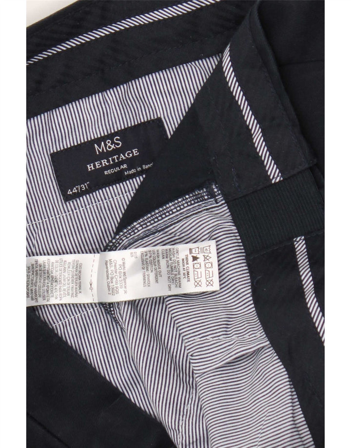Marks & Spencer Pantalón chino Heritage Regular para hombre W44 L31 Azul marino