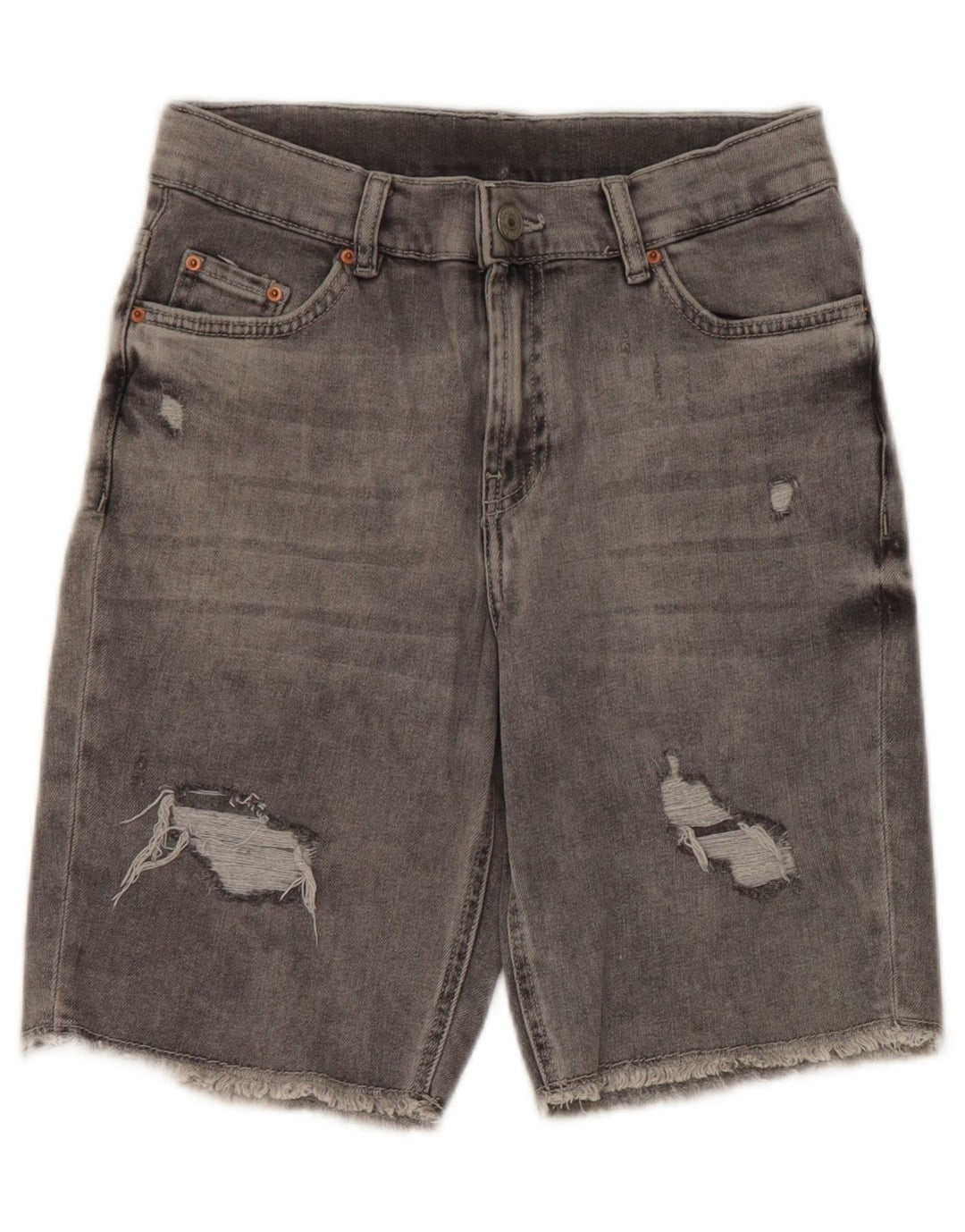 Zara Pantalones cortos vaqueros desgastados para niños 13-14 años W26 Poliéster gris
