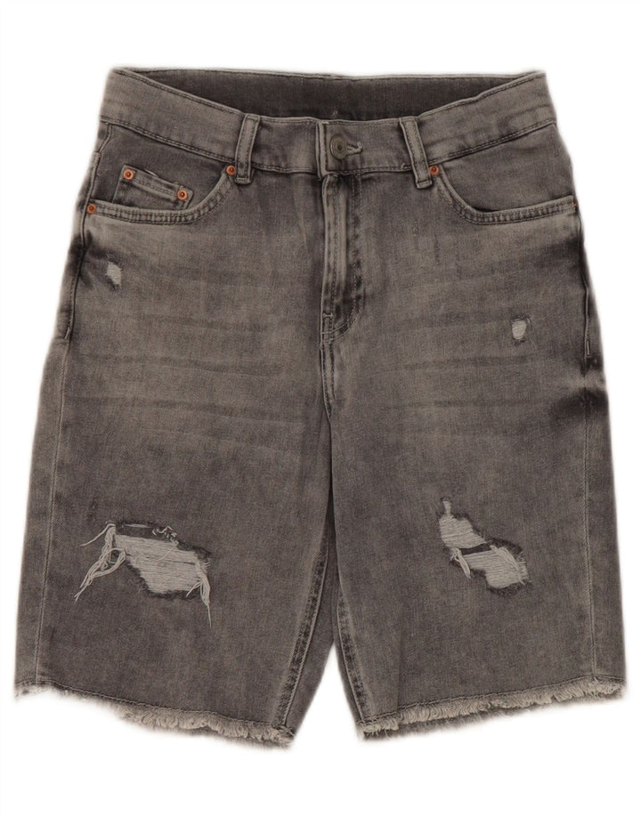Zara Pantalones cortos vaqueros desgastados para niños 13-14 años W26 Poliéster gris