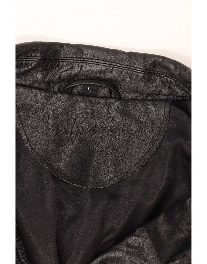 Infinity Chaqueta motera de cuero para hombre UK 40 Large Black