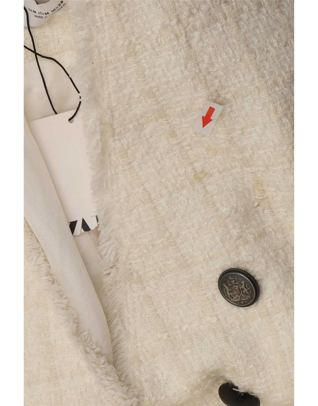 Zara Chaqueta Blazer De Doble Botonadura para Mujer UK 12 Medium White Check