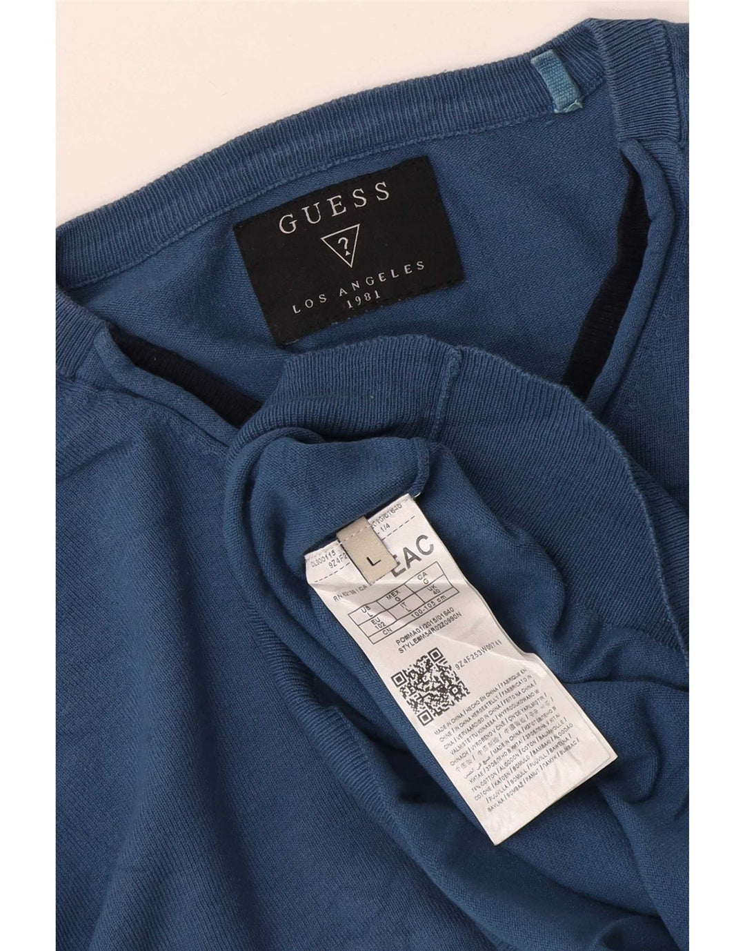 Guess Jersey con cuello en V para hombre, talla grande, algodón azul