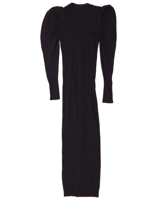 Zara Vestido ajustado de punto para mujer UK 44 Grande Viscosa azul marino