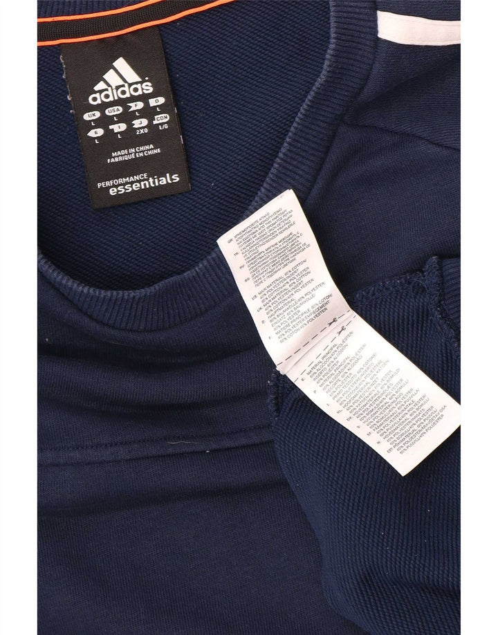 Adidas Mens Climalite Sudadera Jumper Grande Azul Marino Algodón