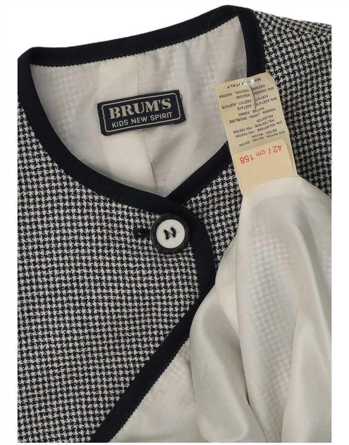 Brums Chaqueta tipo blazer de 5 botones para niña 13-14 años Rayón a cuadros negros