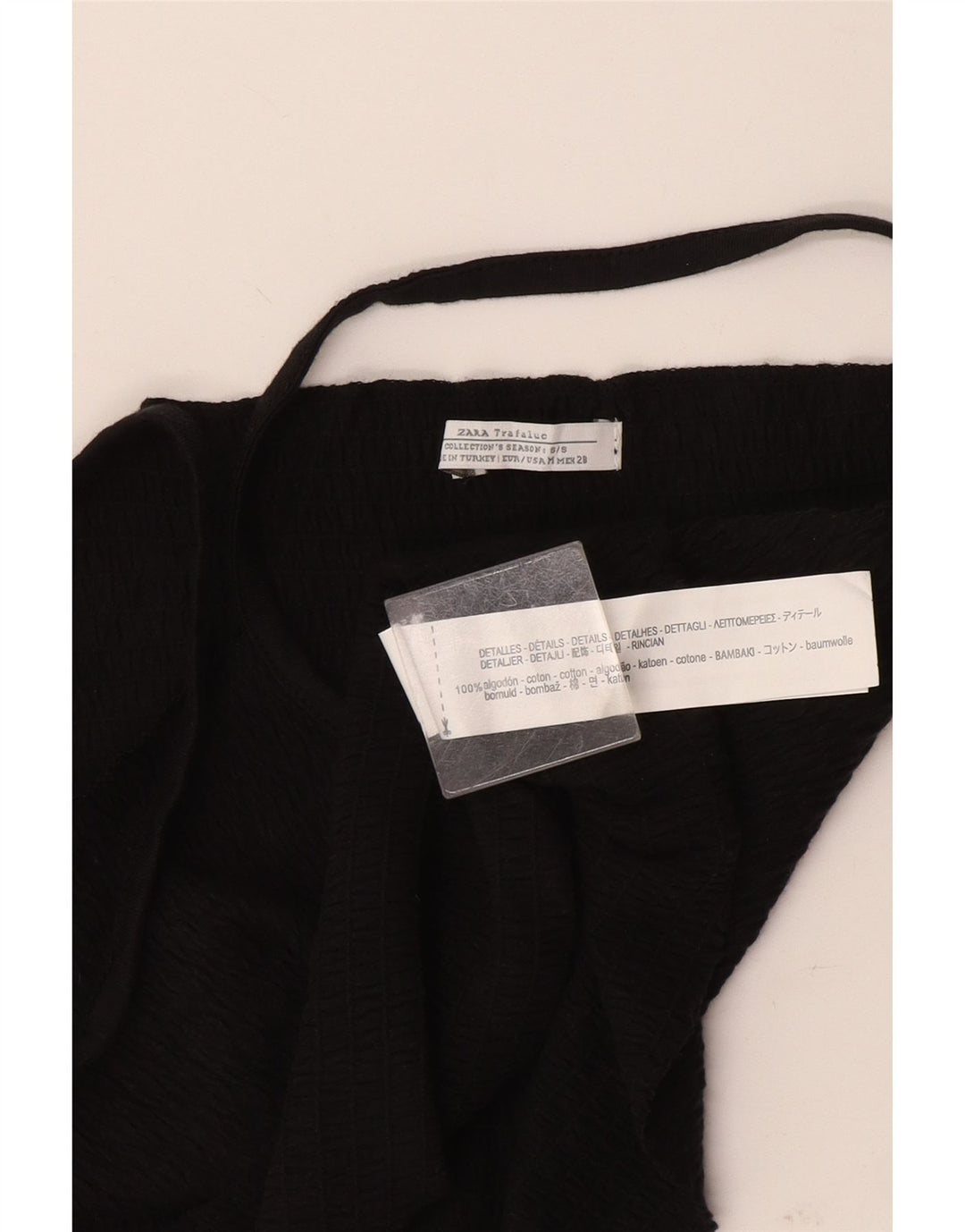 Zara Mujer Crop Cami Top UK 40 Mediano Algodón Negro