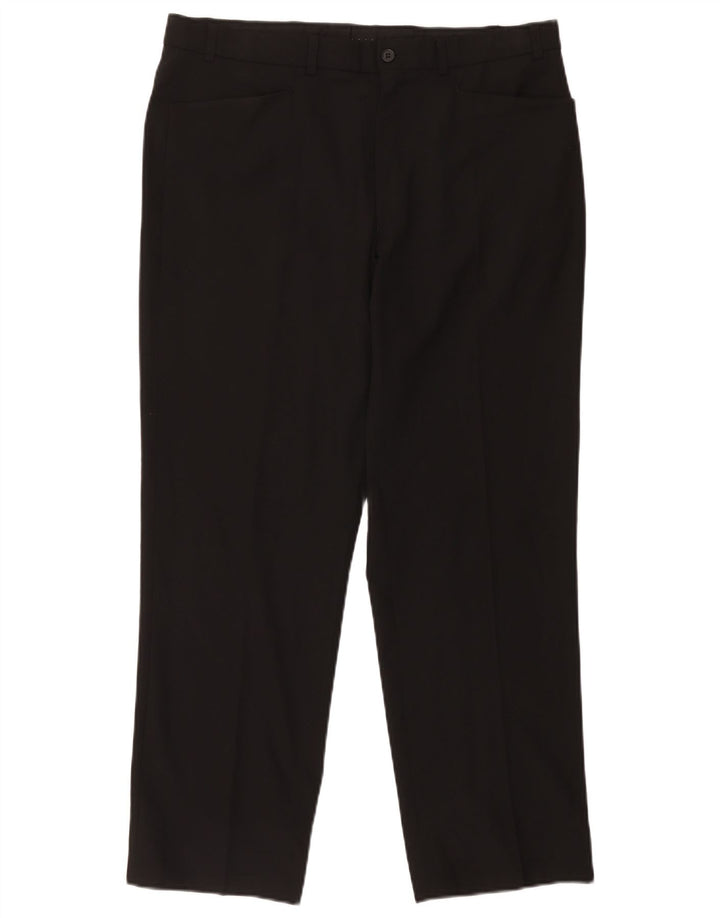 Marks & Spencer Pantalones casuales rectos para hombre W36 L29 Poliéster negro