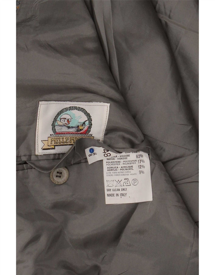 Vintage hombres 2 botones Blazer chaqueta IT 48 gris medio comprobar viscosa