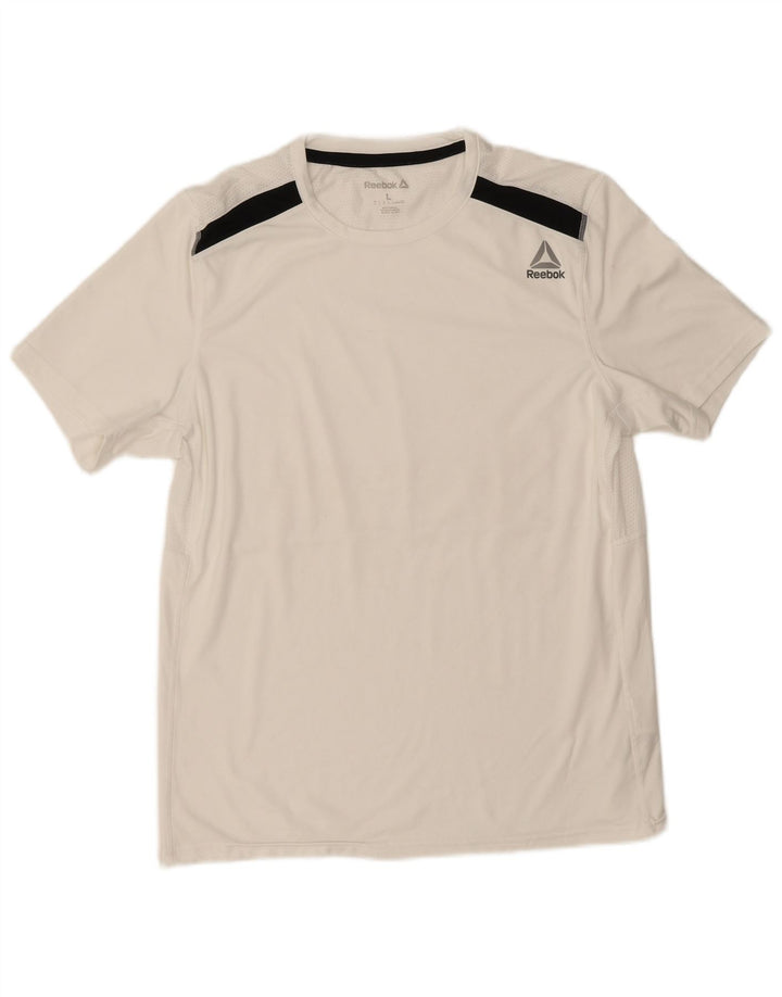 Reebok - Camiseta para hombre, talla grande, color blanco, poliéster