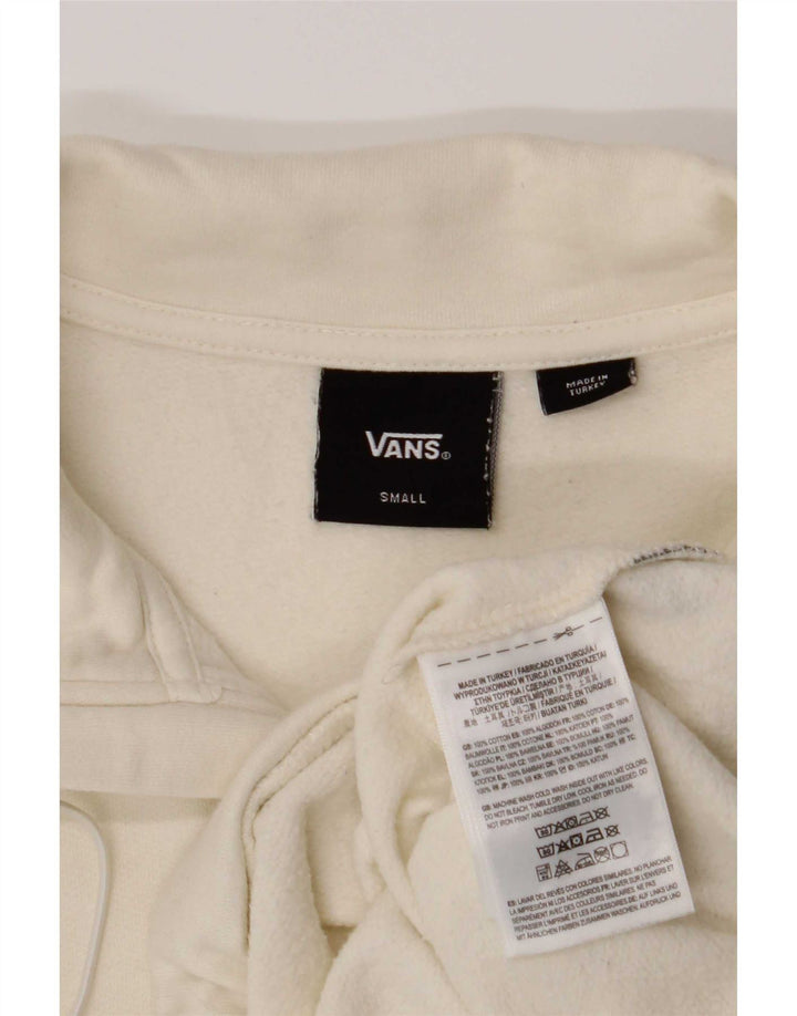 Vans Mujer Oversize Crop Zip Neck Sudadera Jumper UK 10 Small Off White
