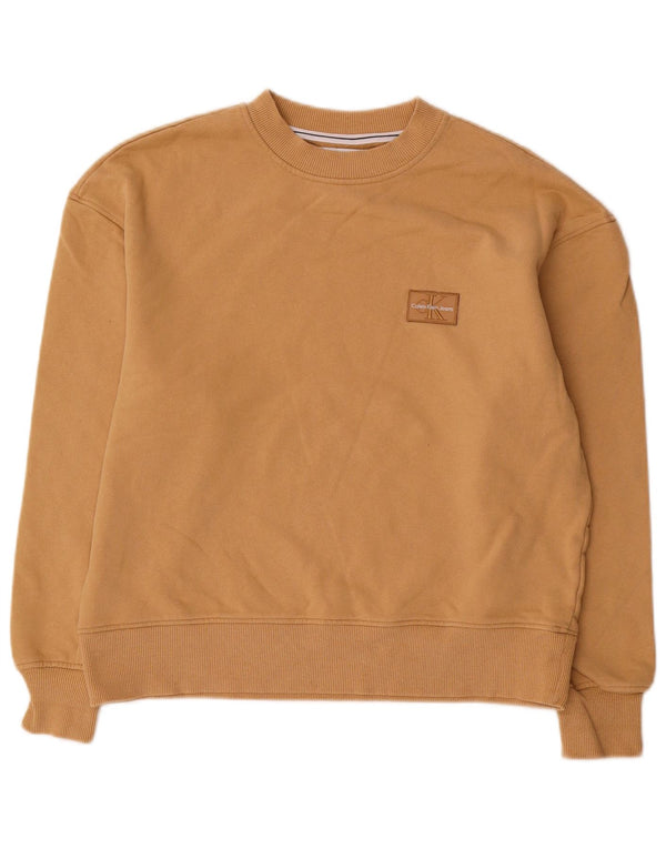 Calvin Klein Jeans Womens Oversized Sweatshirt Jumper UK 10 Small Beige