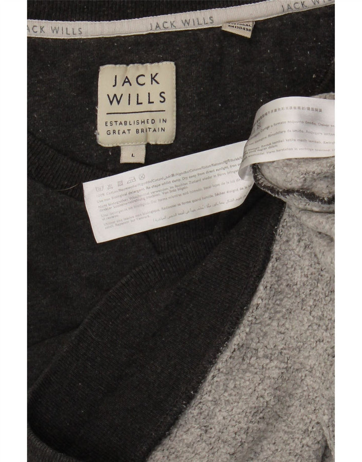 JACK WILLS Sudadera para hombre Jumper Large Gris Algodón