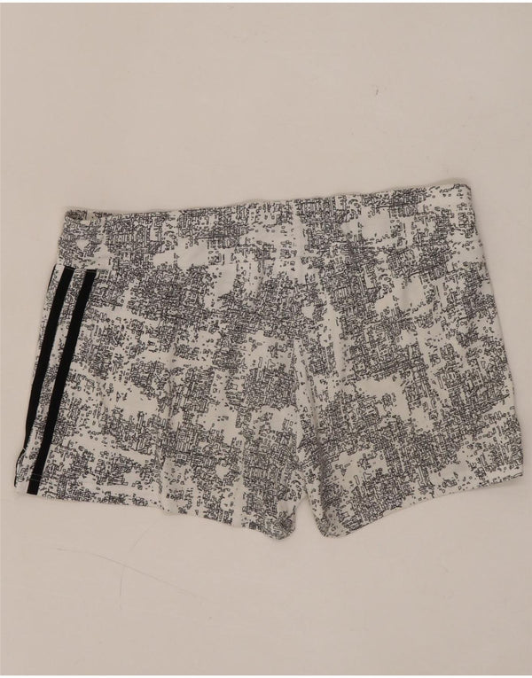 Adidas Mujer Climalite Patrón Abstracto Pantalones Cortos Deportivos Reino Unido 12/14 Mediano Blanco