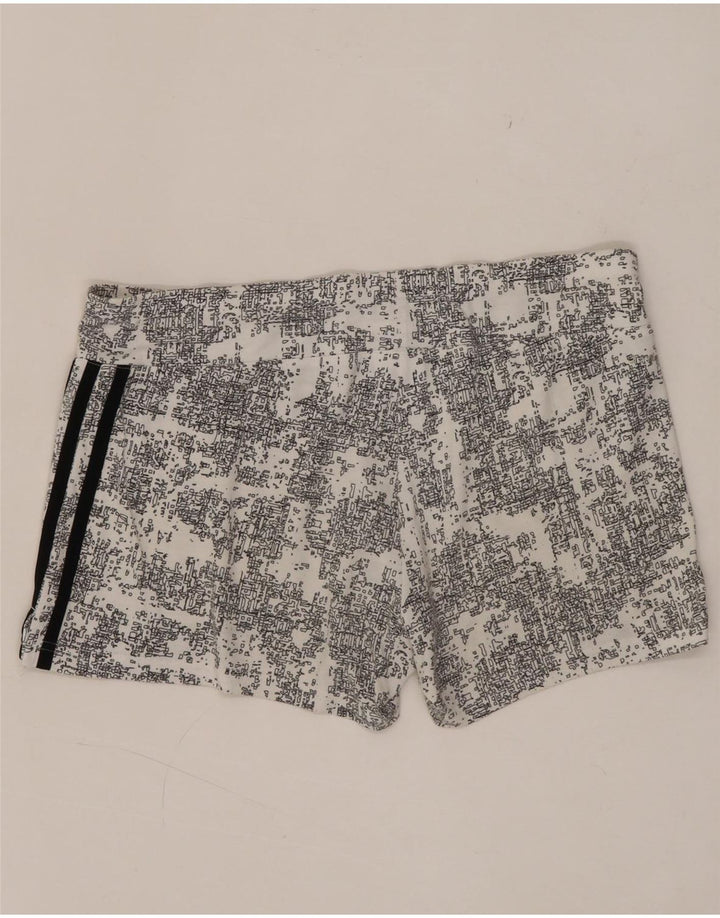 Adidas Mujer Climalite Patrón Abstracto Pantalones Cortos Deportivos Reino Unido 12/14 Mediano Blanco