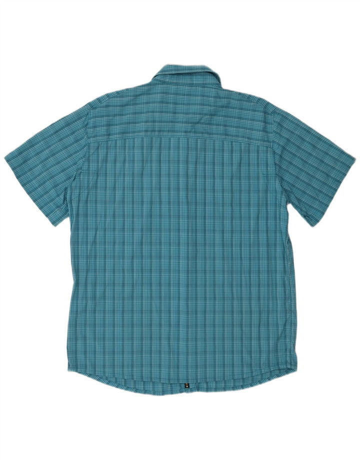Camisa Jack Wolfskin Hombre Manga Corta XL Azul Cuadros Poliamida