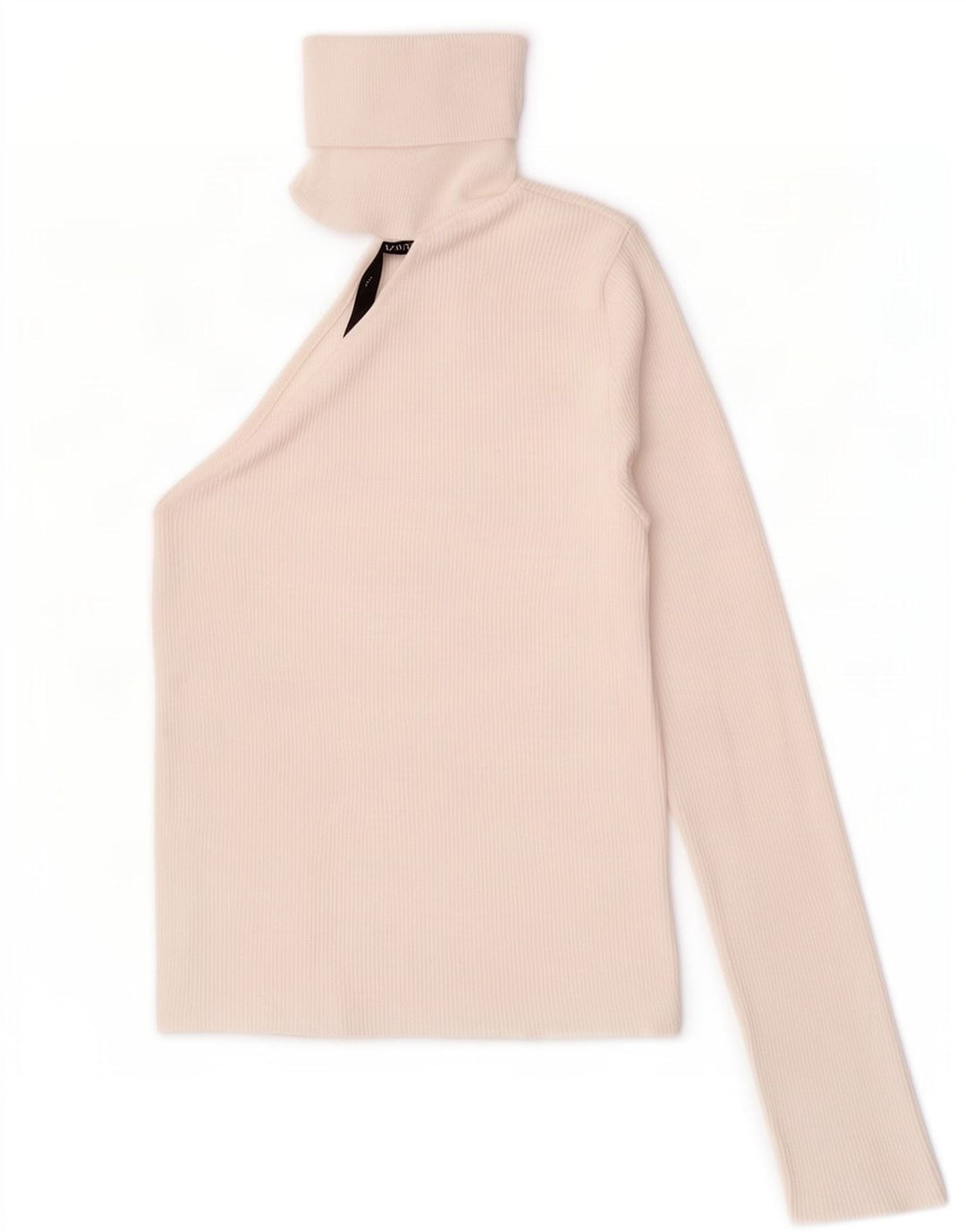 Zara Top corto de manga larga con un hombro para mujer, talla M, viscosa blanca