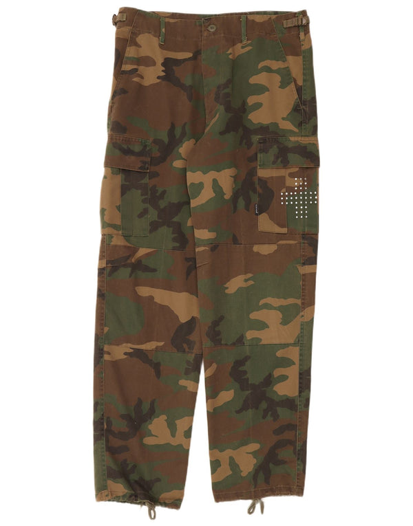 Pantalones cargo rectos vintage para hombre mediano W32 L32 camuflaje caqui