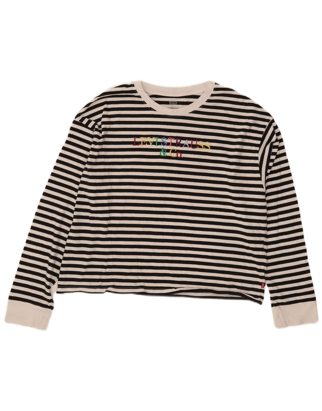 Levi's Top gráfico extragrande para mujer, manga larga, talla 44, talla mediana, color negro a rayas