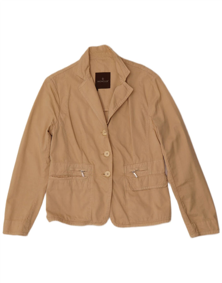 Moncler Chaqueta tipo blazer extragrande con 3 botones para mujer US 4 Small Beige Cotton