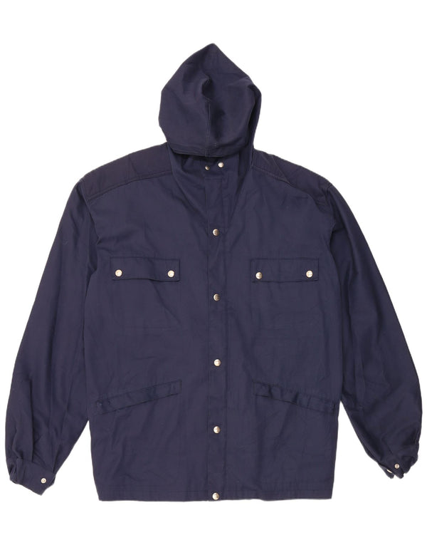 Vintage hombres con capucha chaqueta utilitaria IT 54 2XL azul marino