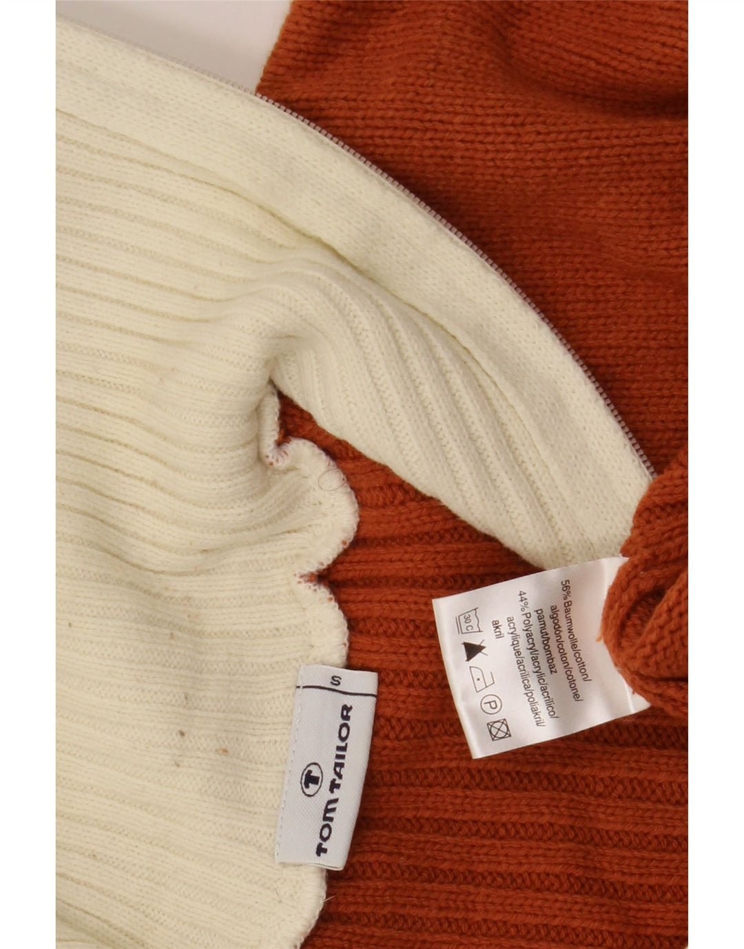 Tom Tailor Jersey De Hombre Con Cuello Y Cremallera De Algodón Color Block Pequeño Marrón
