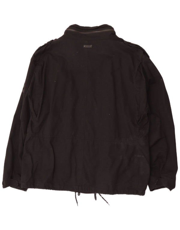 Brandit Chaqueta militar con capucha para hombre UK 48 4XL Algodón color block negro