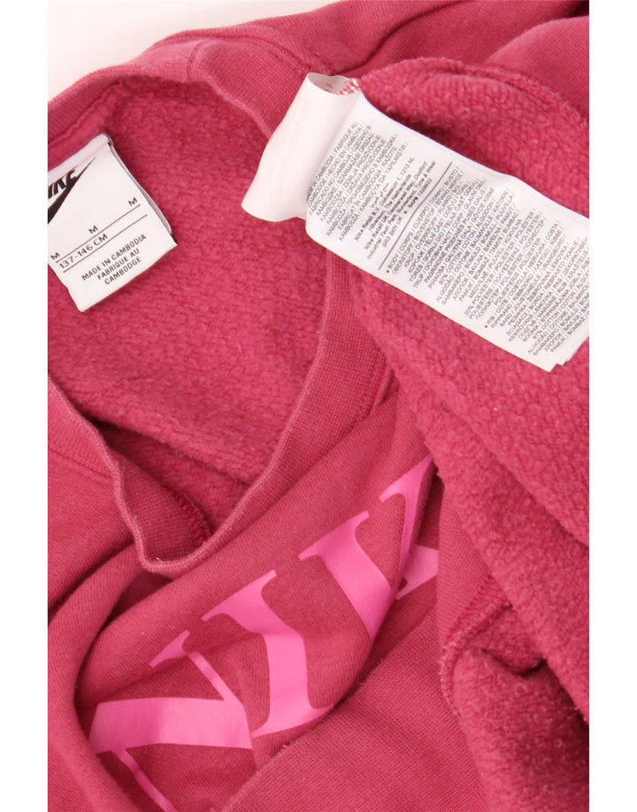 Nike - Sudadera extragrande con gráfico corto para niñas de 10 a 11 años, color rosa mediano