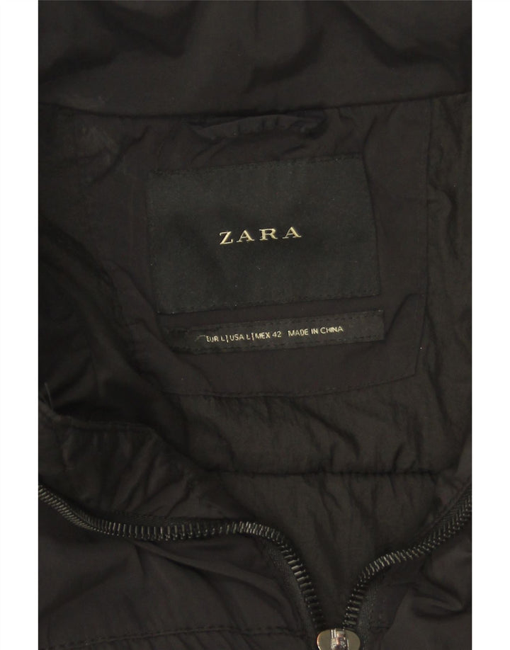 Zara Hombre Abrigo Acolchado UK 40 Grande Poliéster Negro