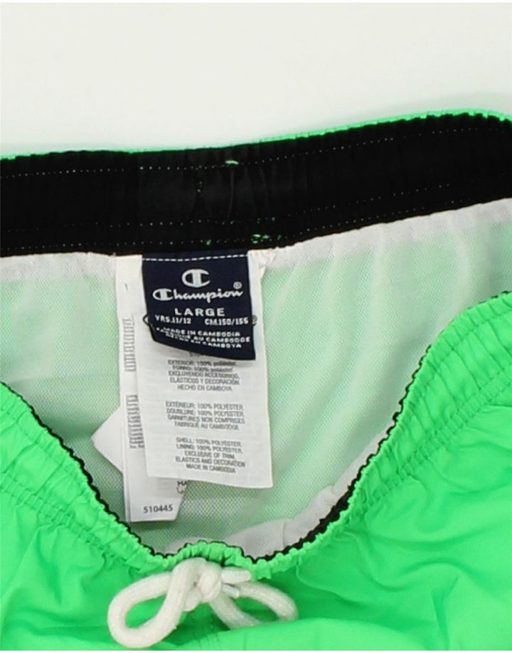 CHAMPION Boys Sport Shorts 11-12 Years Large Green Polyester Vintage Champion and Second-Hand Champion from Messina Hembry 