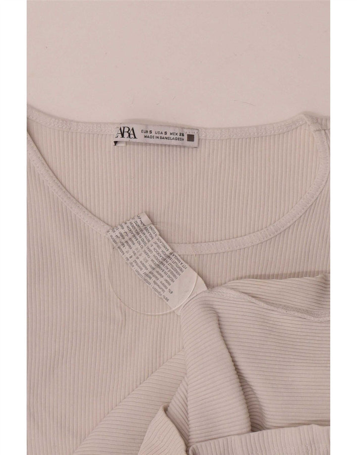 Zara Mujer Crop Batwing Blusa Top Reino Unido 8 Pequeño Algodón Blanco