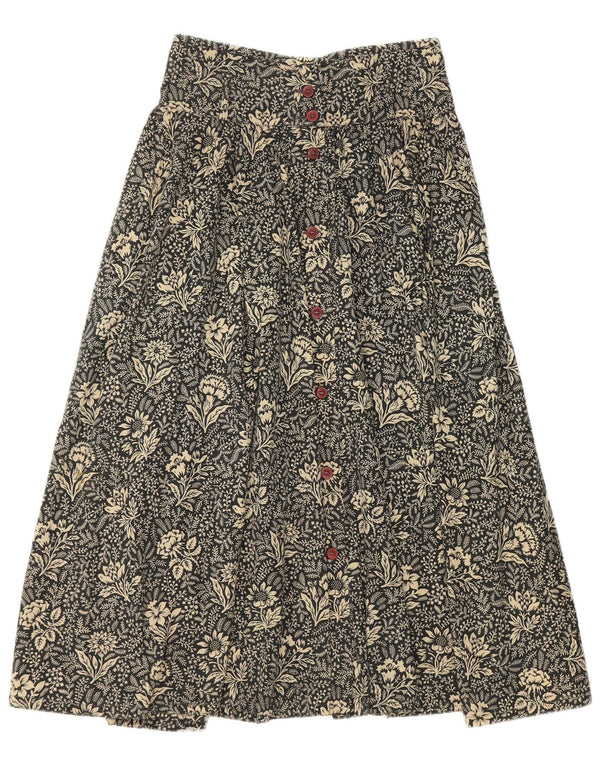 Byblos Falda acampanada de cintura alta para mujer IT 40 Small W26 Algodón floral negro