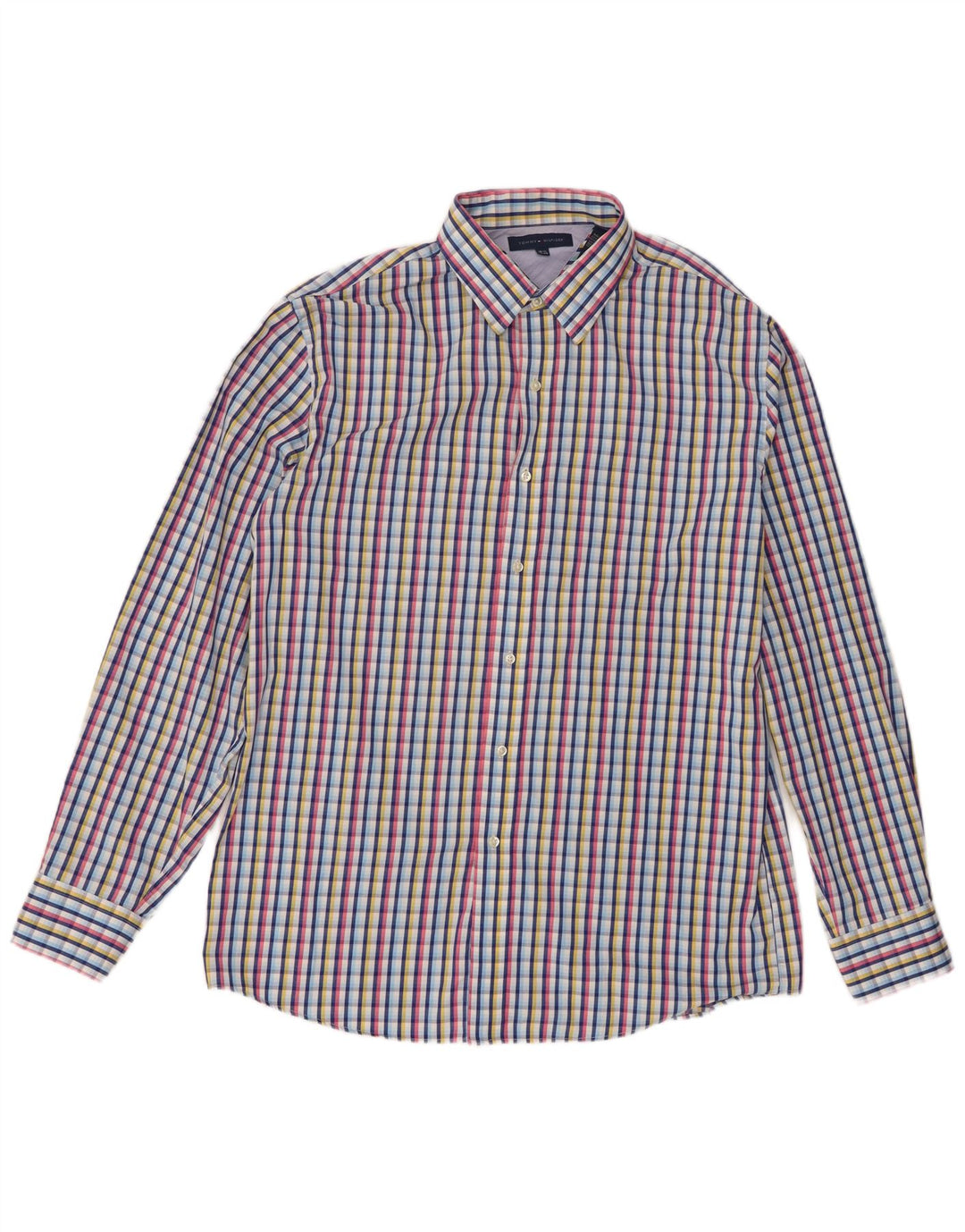 Tommy Hilfiger Camisa para hombre Talla 16 16 1/2 Grande Algodón a cuadros multicolor