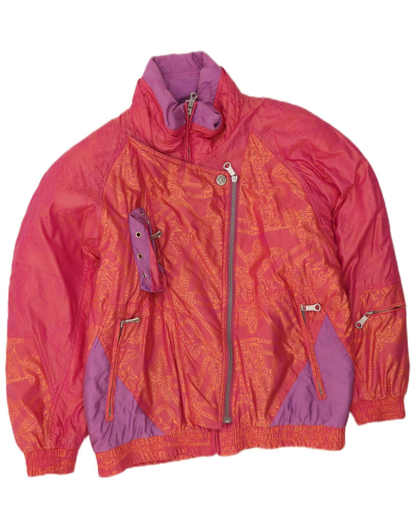 Chaqueta acolchada vintage para mujer IT 42 Nylon color block rosa medio