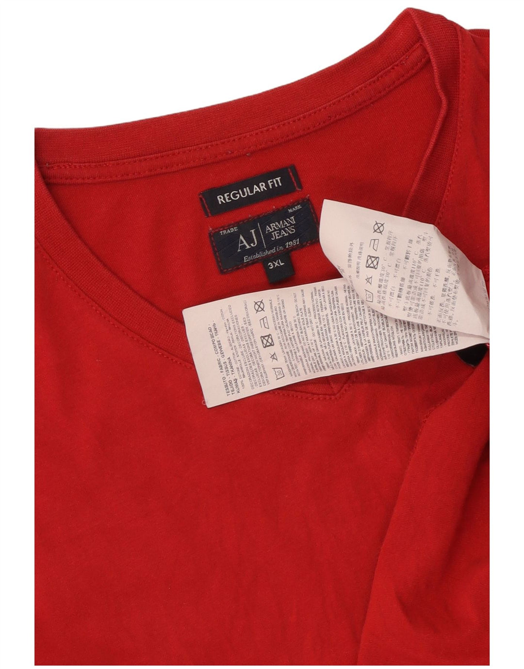 ARMANI JEANS Camiseta Regular Fit para Mujer UK 22 3XL Algodón Rojo