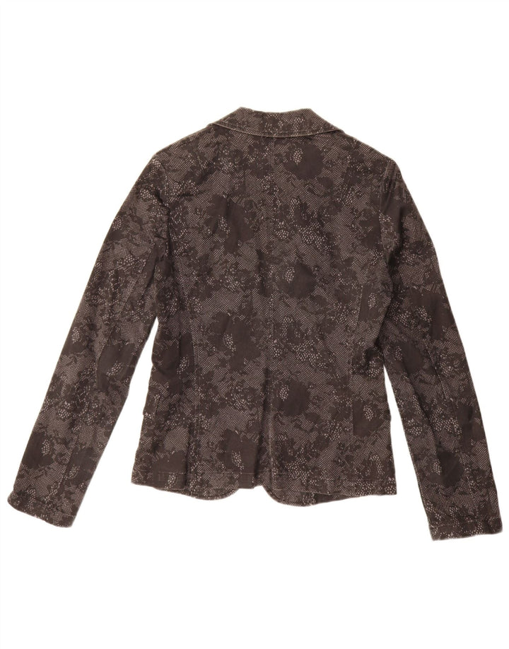 Benetton Chaqueta Americana De 1 Botón Para Mujer ES 40 Small De Algodón Floral Negro