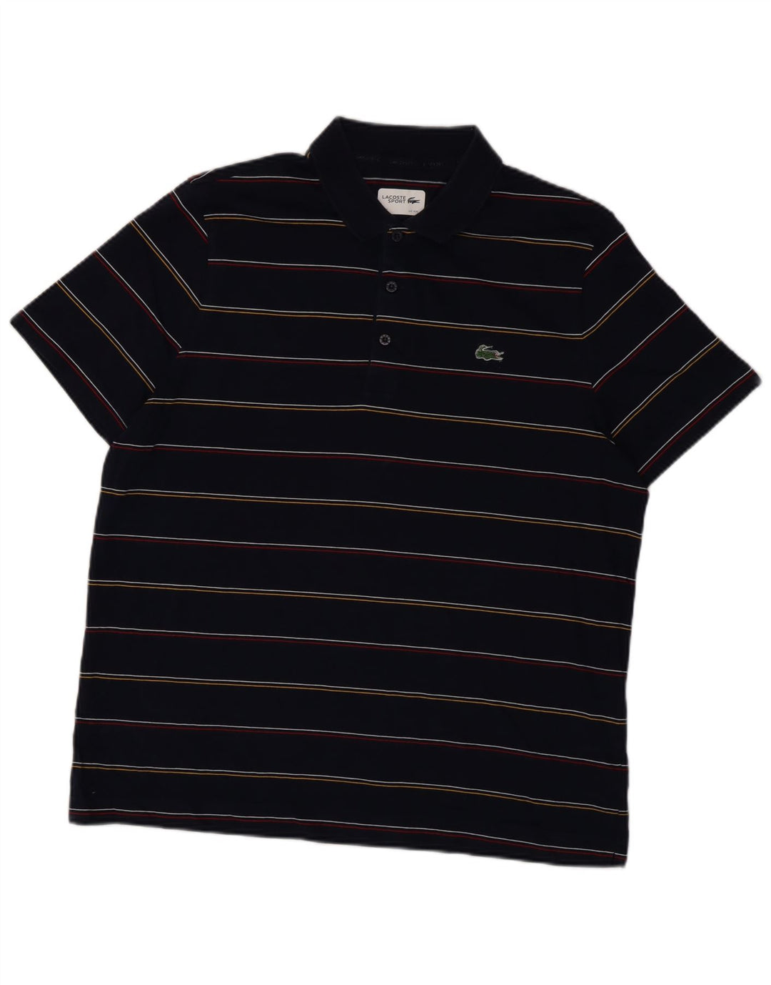 LACOSTE Polo para hombre Talla 7 2XL Algodón a rayas azul marino