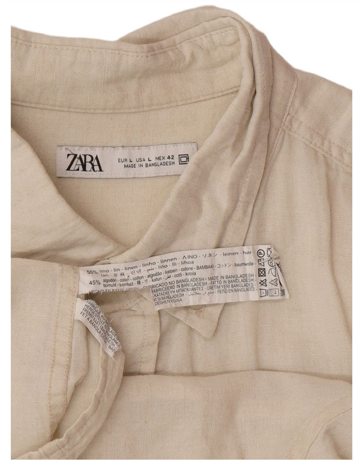 Zara Hombre Camisa Grande Algodón Blanco