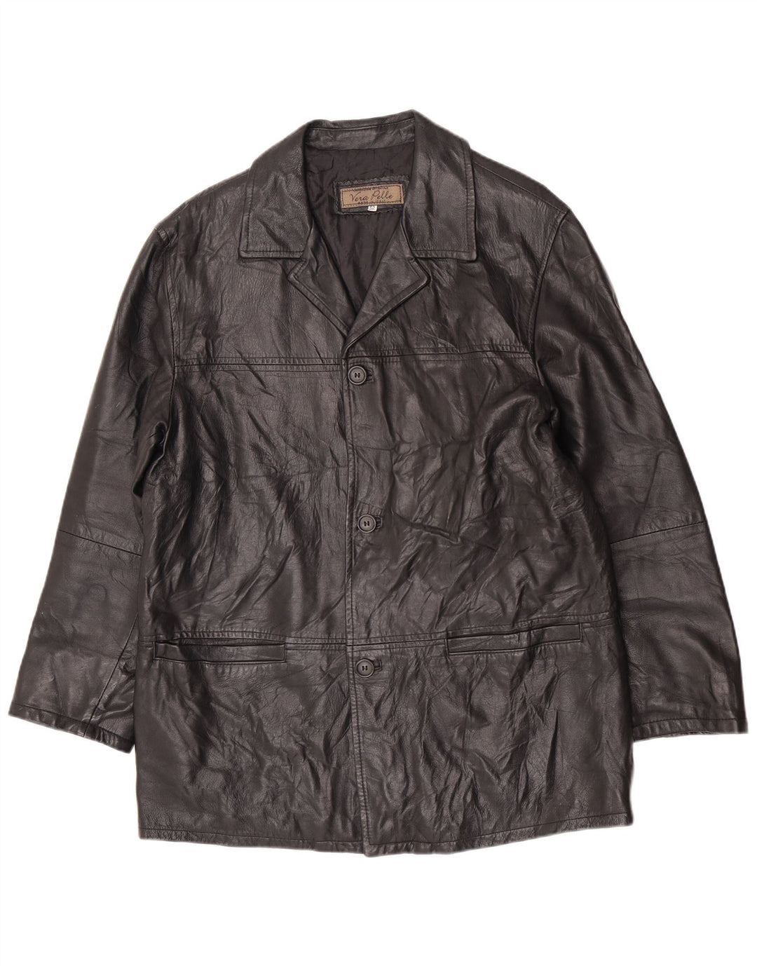 Vintage chaqueta de cuero para hombre Reino Unido 38 Medio Negro Clásico