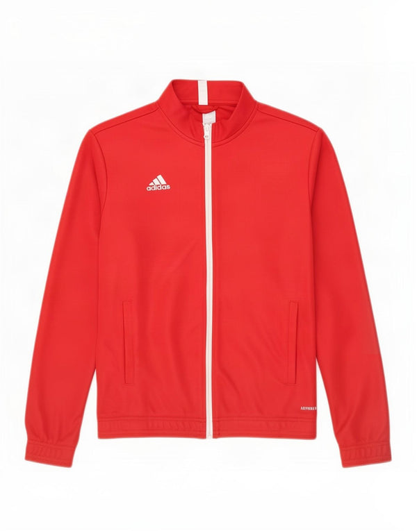 Adidas Mujer Aeroready Chándal Top Chaqueta Reino Unido 12/14 Medio Rojo Poliéster