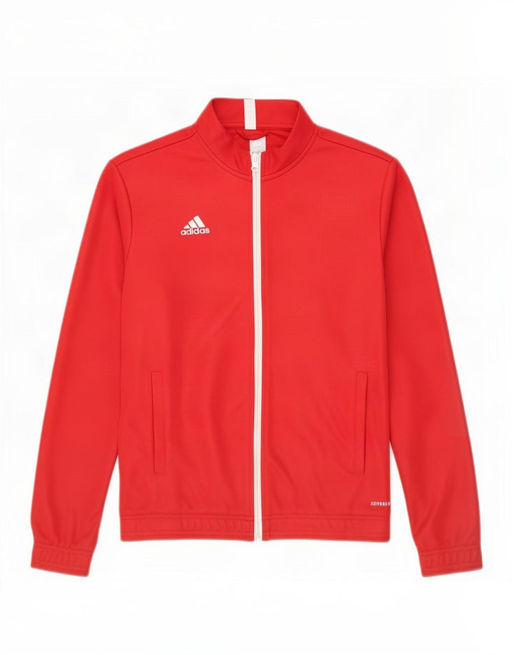 Adidas Mujer Aeroready Chándal Top Chaqueta Reino Unido 12/14 Medio Rojo Poliéster