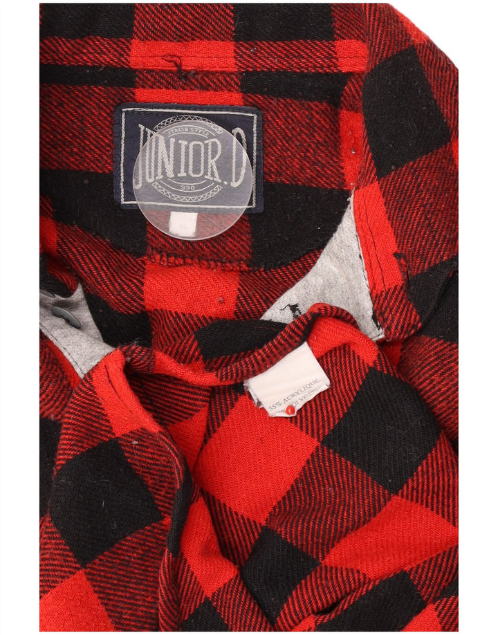 Junior.D Camisa de franela tipo jersey para hombre XL Acrílico a cuadros rojos