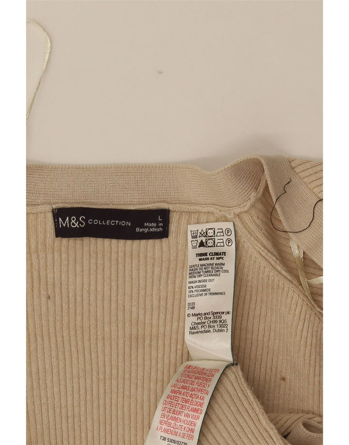 Marks & Spencer Suéter Cárdigan Abierto Largo para Mujer UK 44 Grande Beige