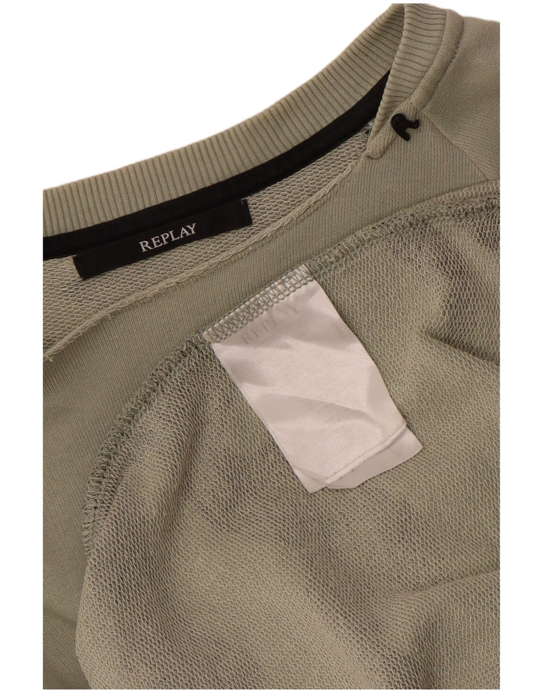 Replay Hombre Sudadera Gráfica Jumper Medium Khaki Camuflaje Algodón