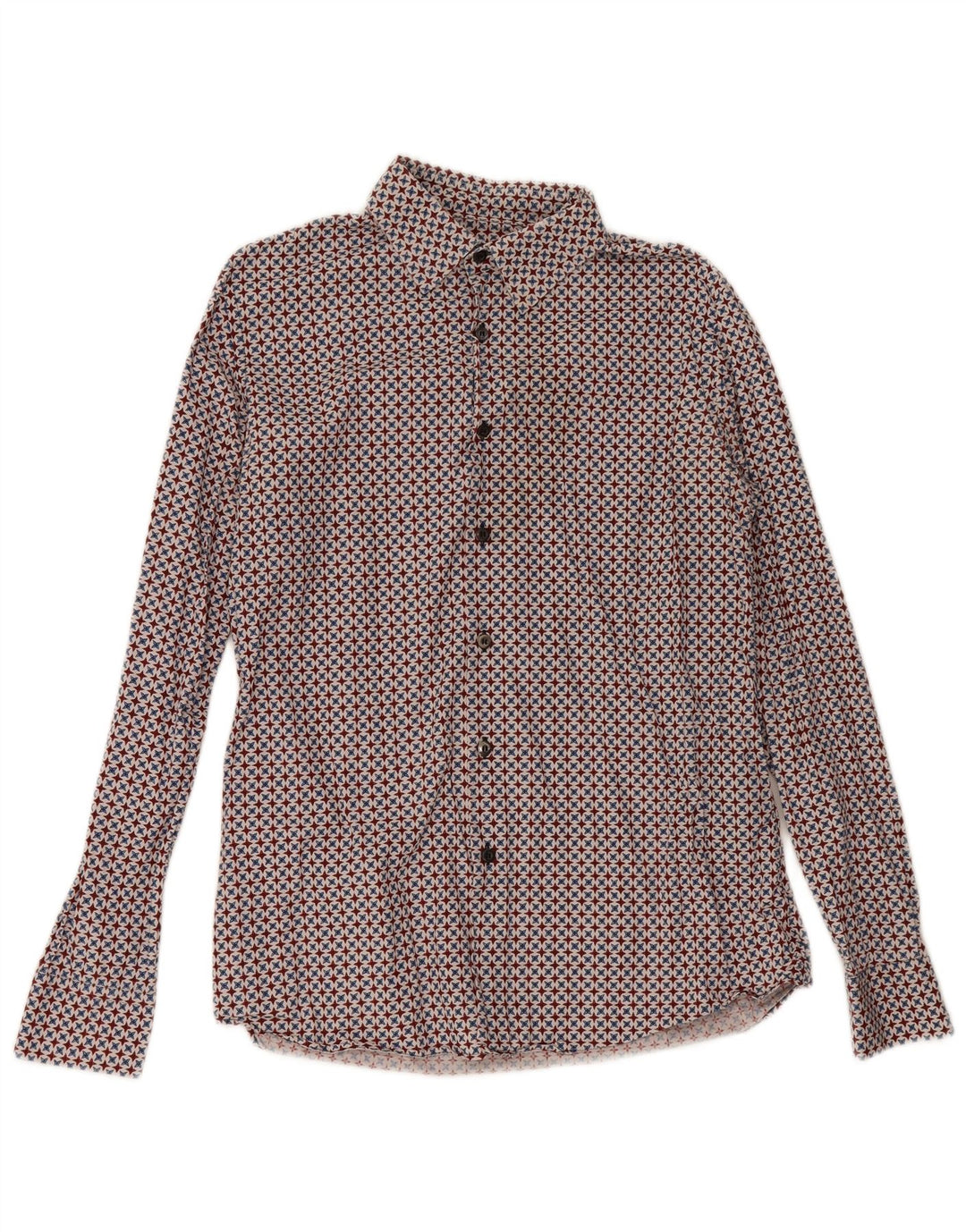 Camisa Prada Hombre Talla 16 41 Algodón Geométrico Multicolor Grande