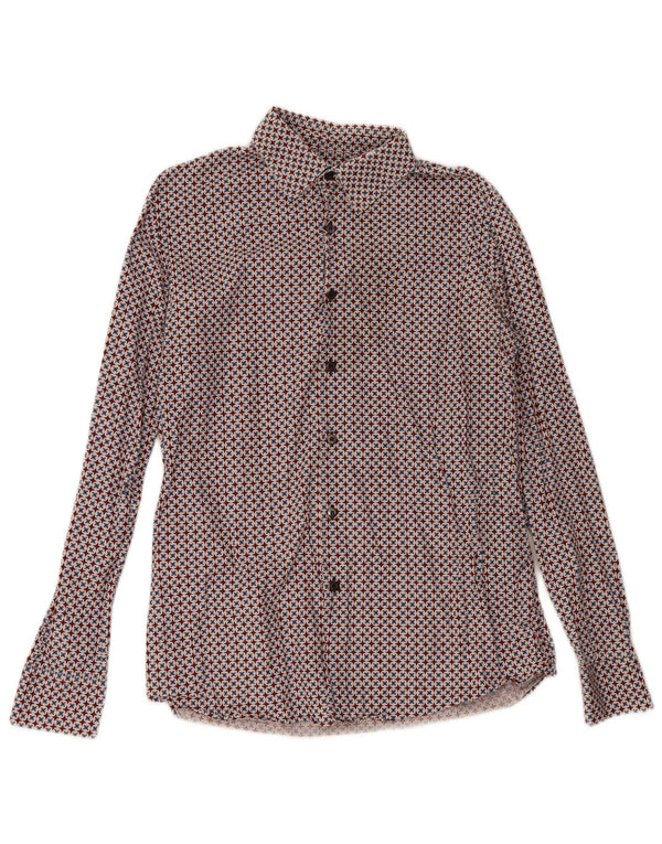 Camisa Prada Hombre Talla 16 41 Algodón Geométrico Multicolor Grande
