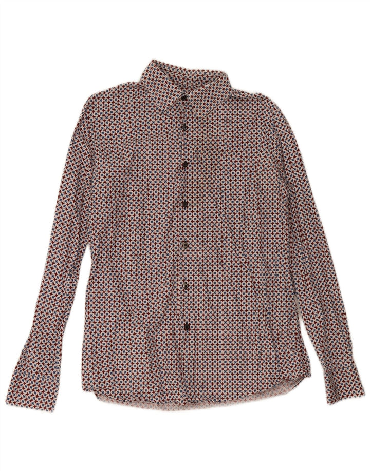 Camisa Prada Hombre Talla 16 41 Algodón Geométrico Multicolor Grande