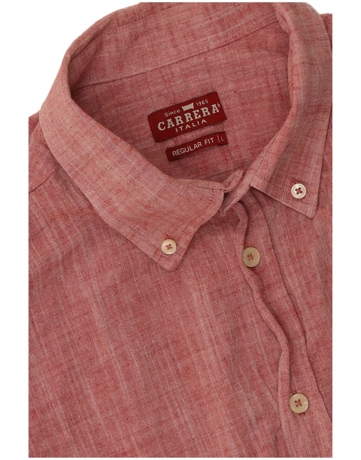 Carrera Camisa de manga corta para hombre de corte regular, talla grande, color rojo