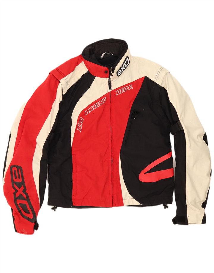 AXO Mens Graphic Racer Jacket UK 42 XL Rojo Colorblock Poliamida